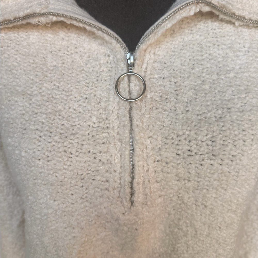 Aeropostale Cream Half Zip Cozy Boucle Sweater Women’s XL Size 12 - Picture 4 of 8